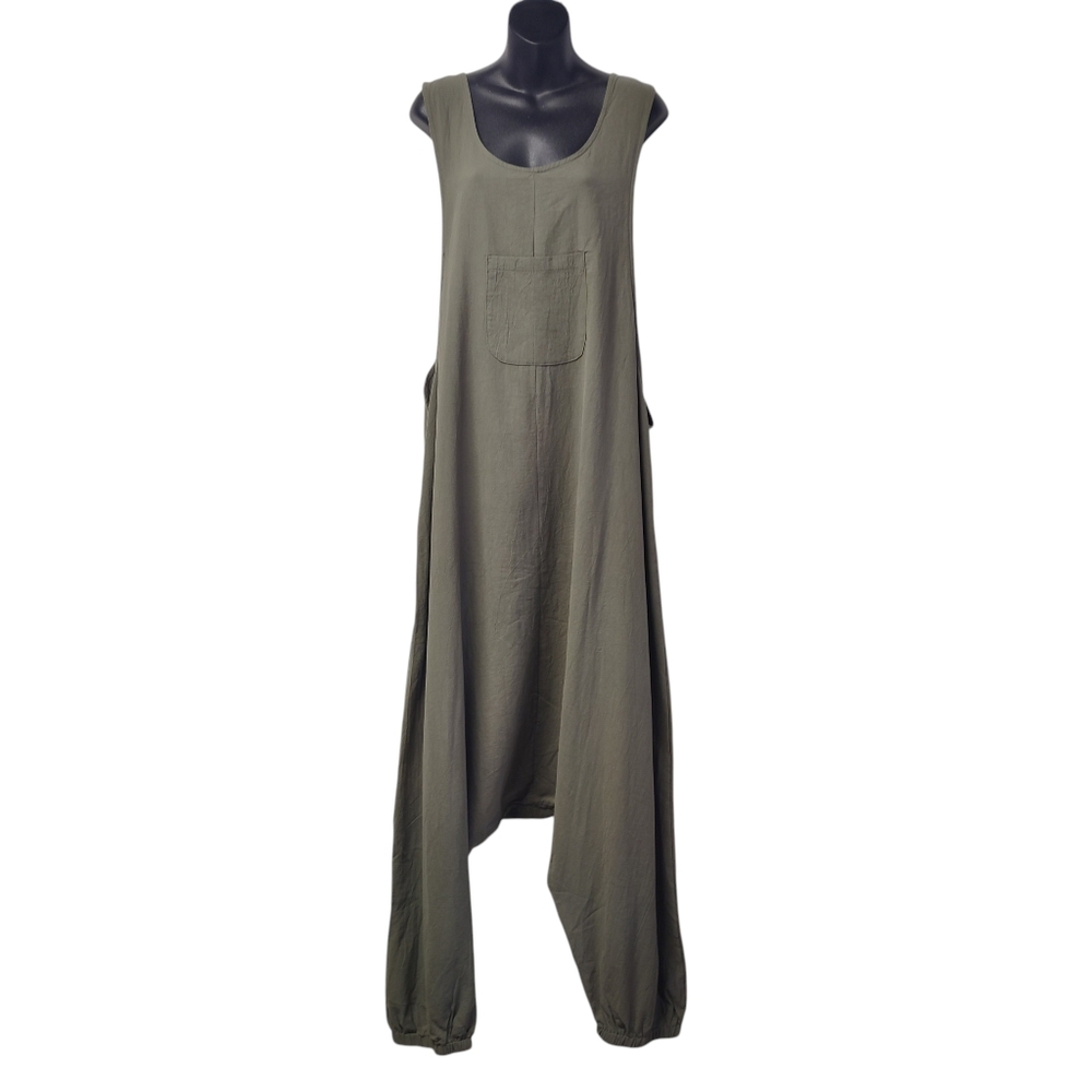 Zanzea Collection Green Cotton Oversized Sleeveless Jumpsuit Romper 5XL NWT